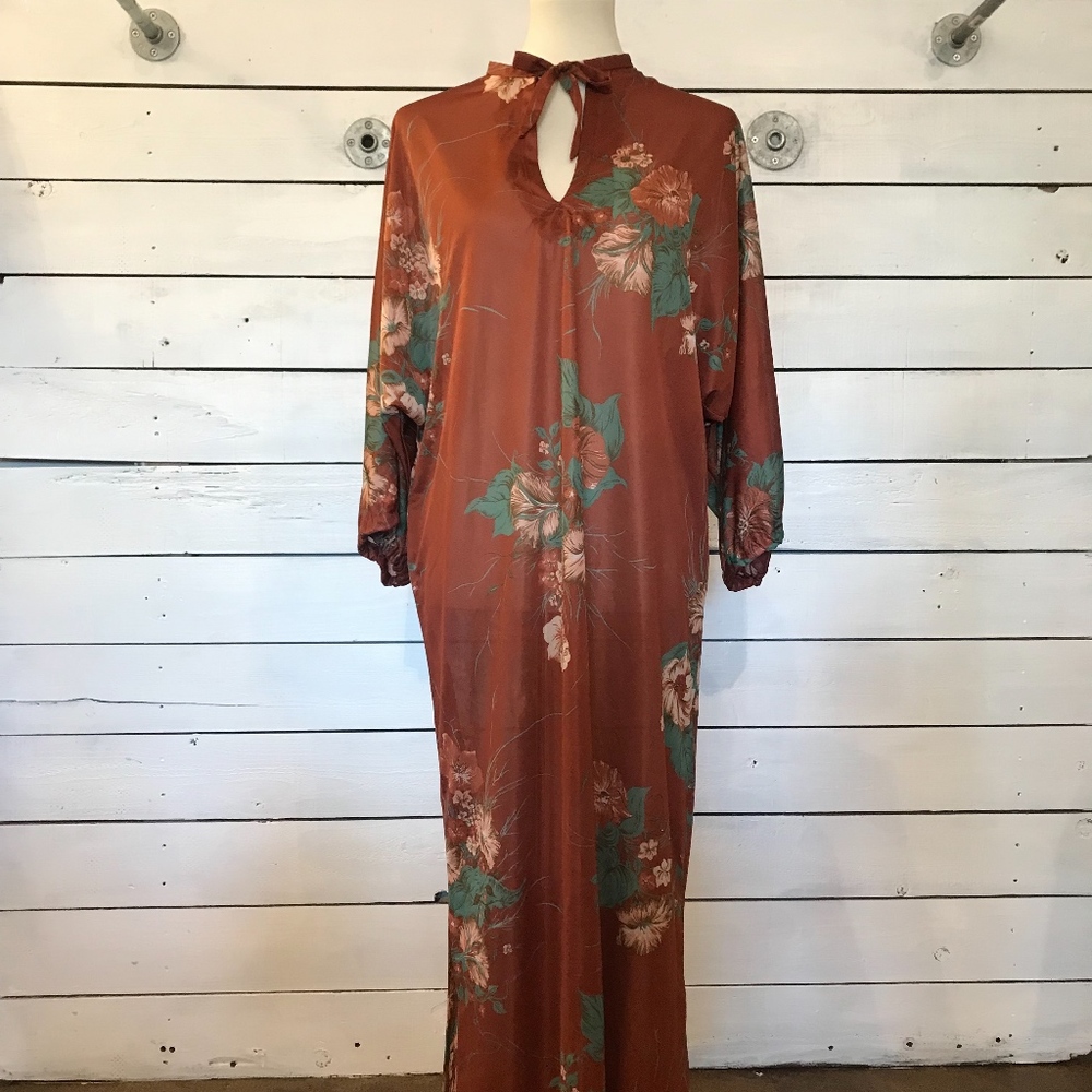 Vintage Rust Floral Key Hole Maxi